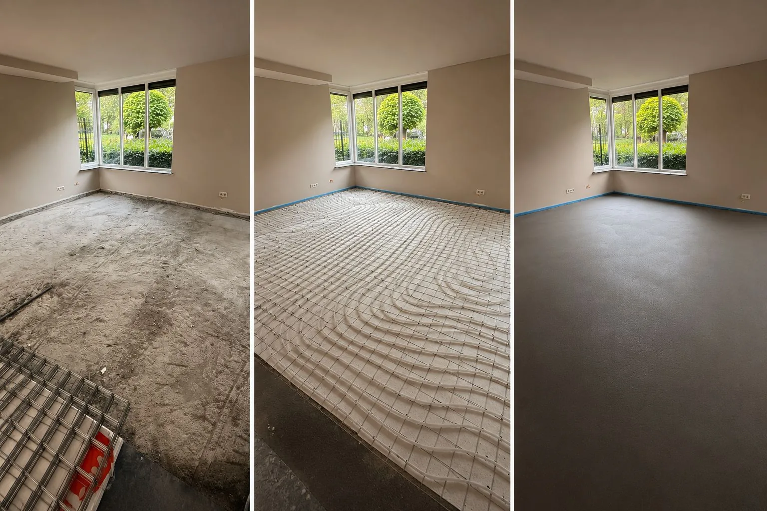 Opbouw van vloerverwarming en nieuwe vloer